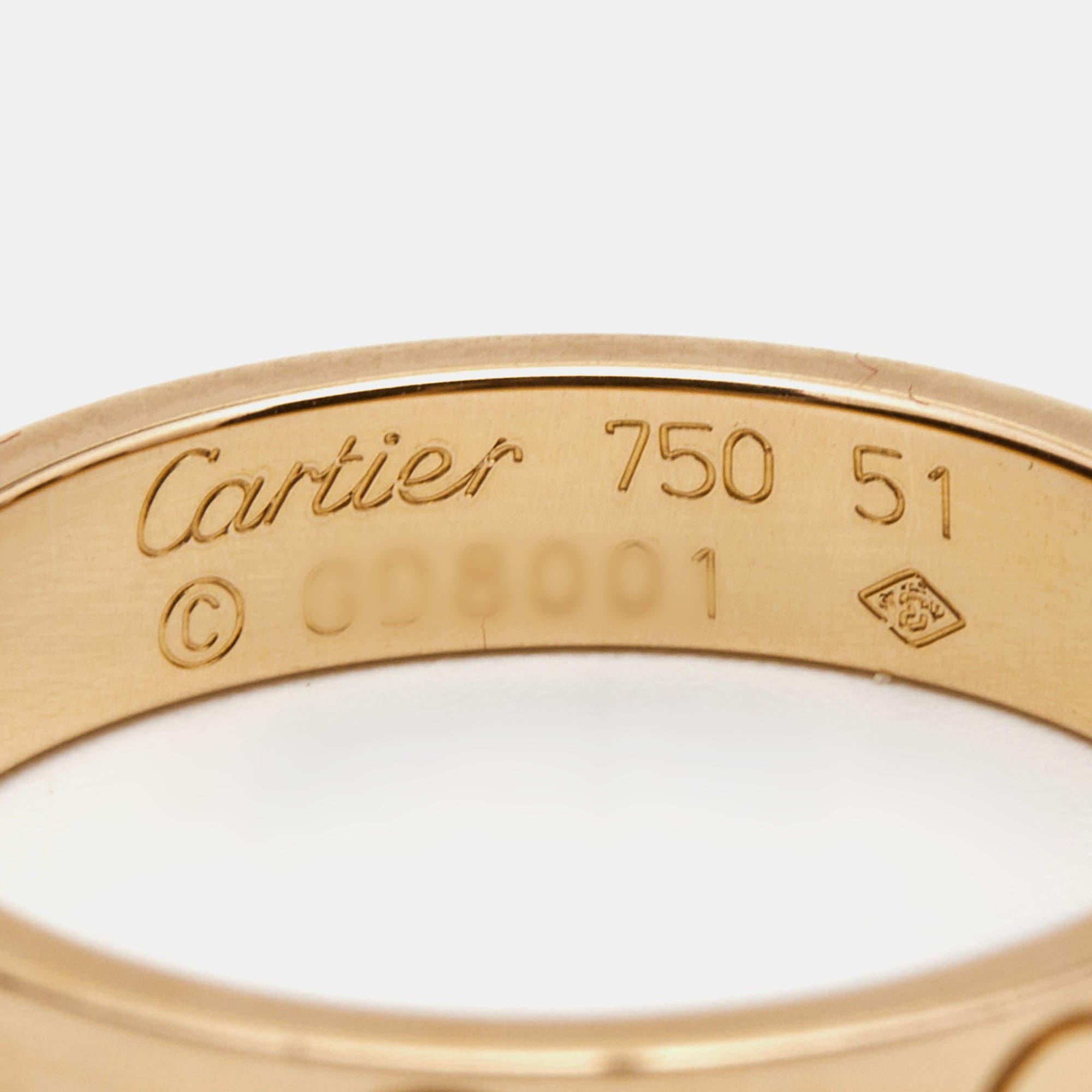 Cartier Love 18K Rose Gold Narrow Wedding Band Ring Size 51 3