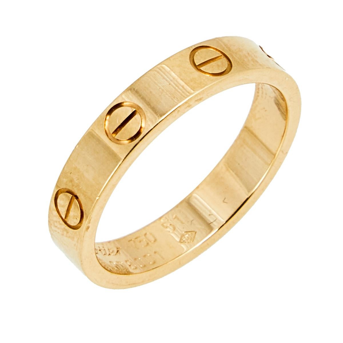 Cartier Love 18K Rose Gold Narrow Wedding Band Ring Size 51 2