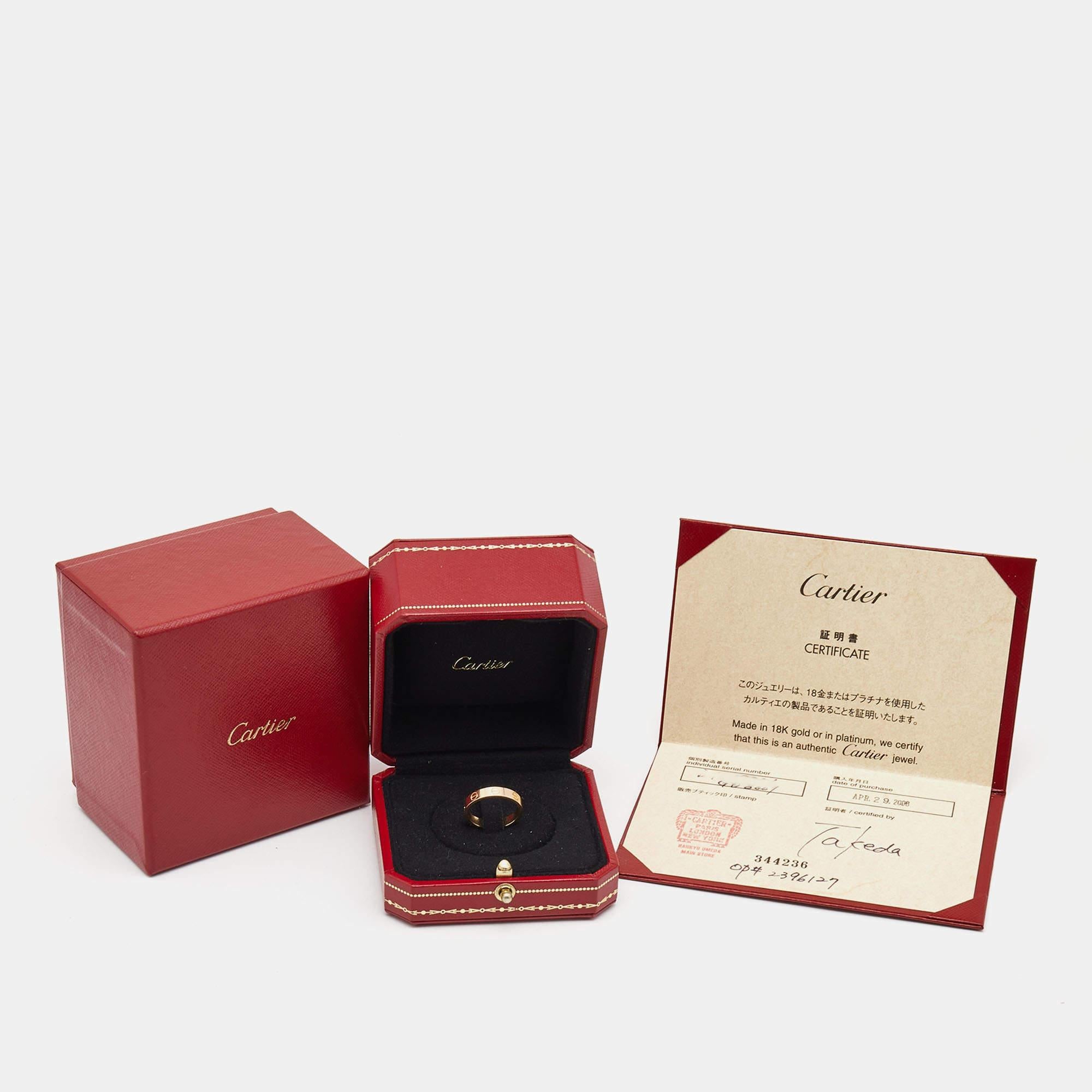 Cartier Love 18K Rose Gold Narrow Wedding Band Ring Size 51 4