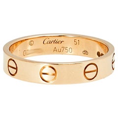 Cartier Alliance étroite et étroite Love en or rose 18 carats, taille 51