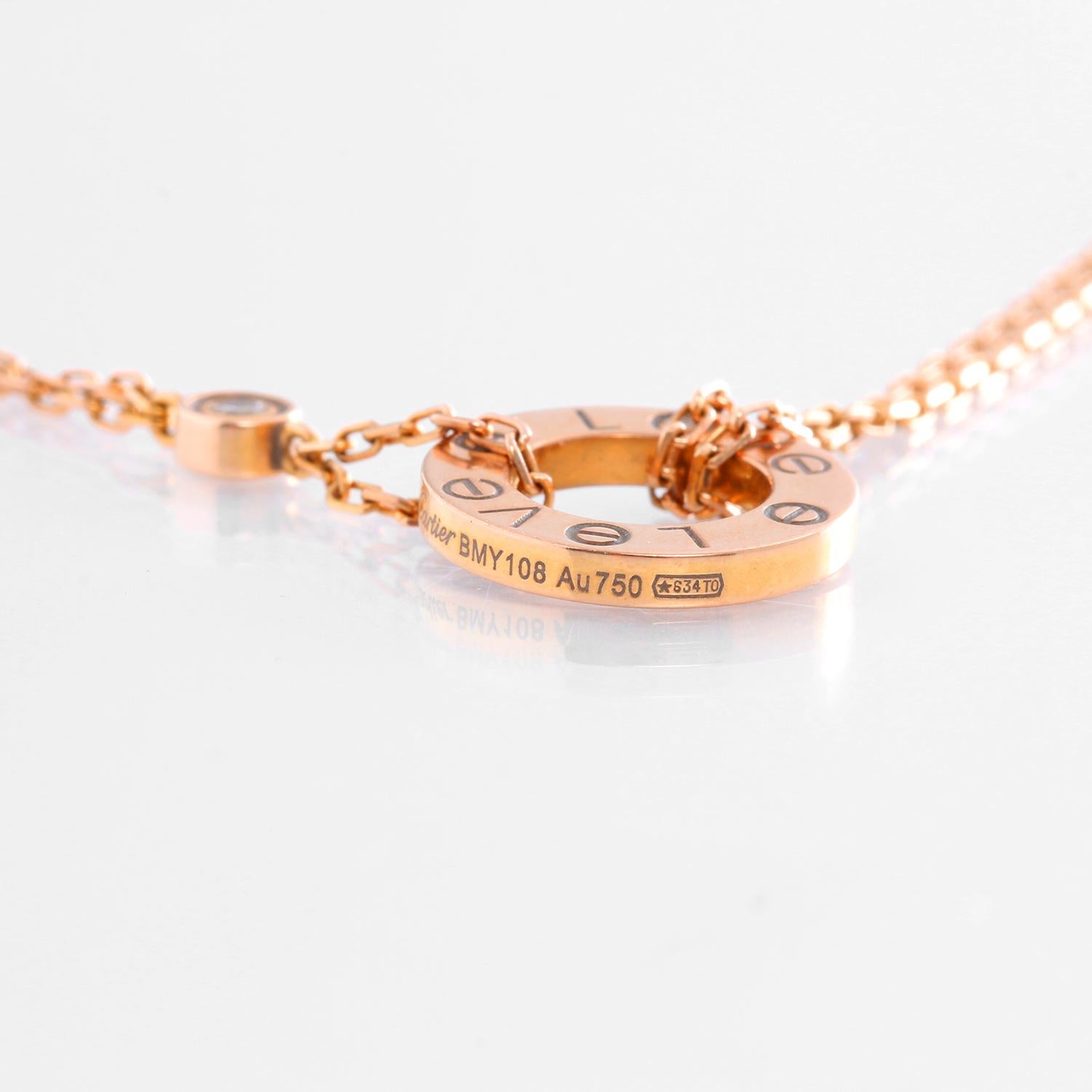 Cartier LOVE 18 Karat Rose Gold Necklace In Excellent Condition In Dallas, TX