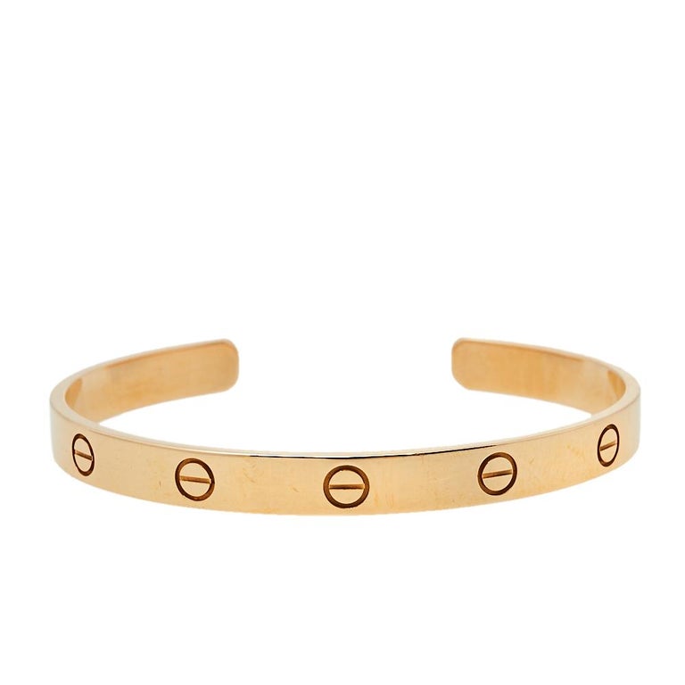 Cartier Love 18K Rose Gold Open Cuff Bracelet 19 at 1stDibs