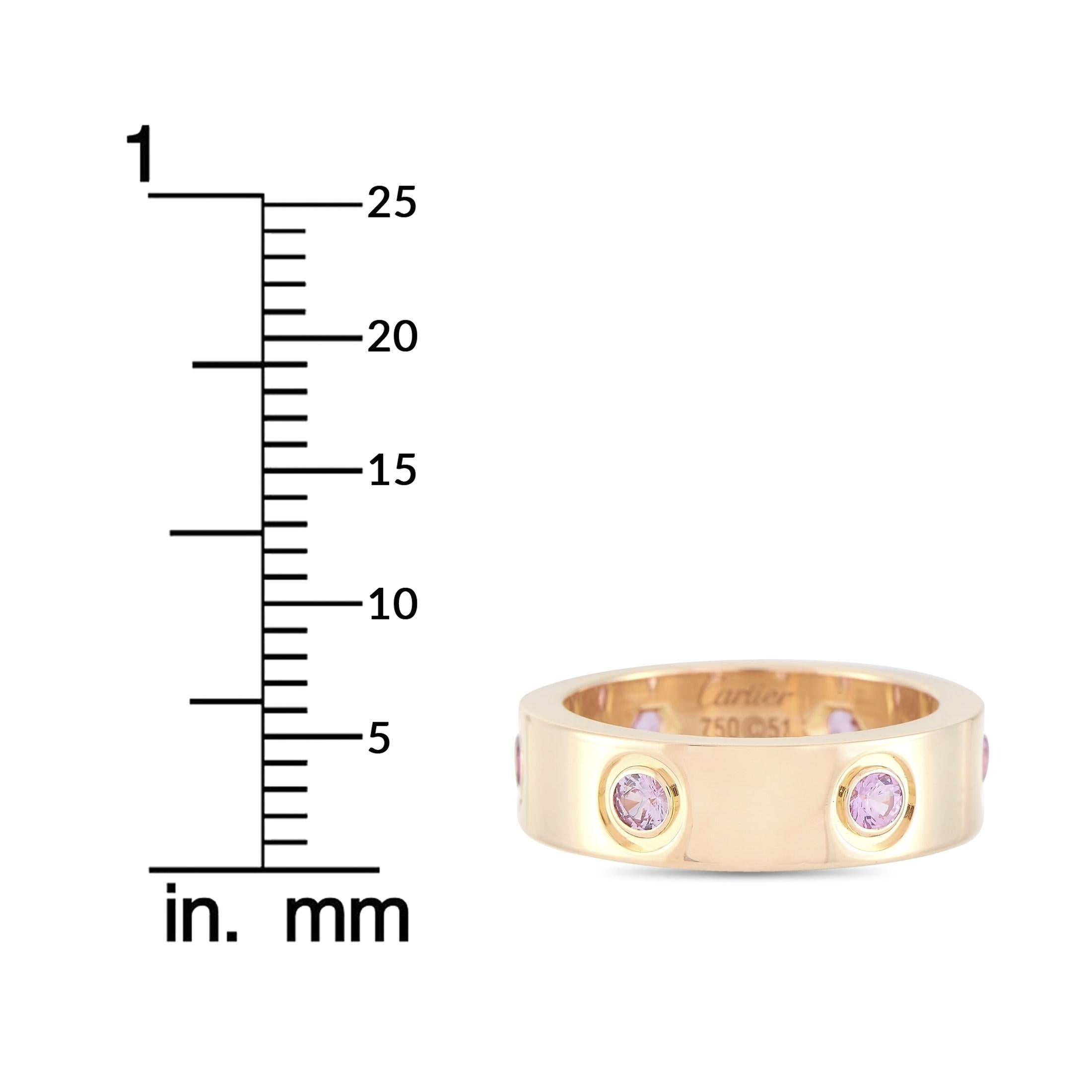 Women's Cartier LOVE 18 Karat Rose Gold Pink Sapphire Band Ring