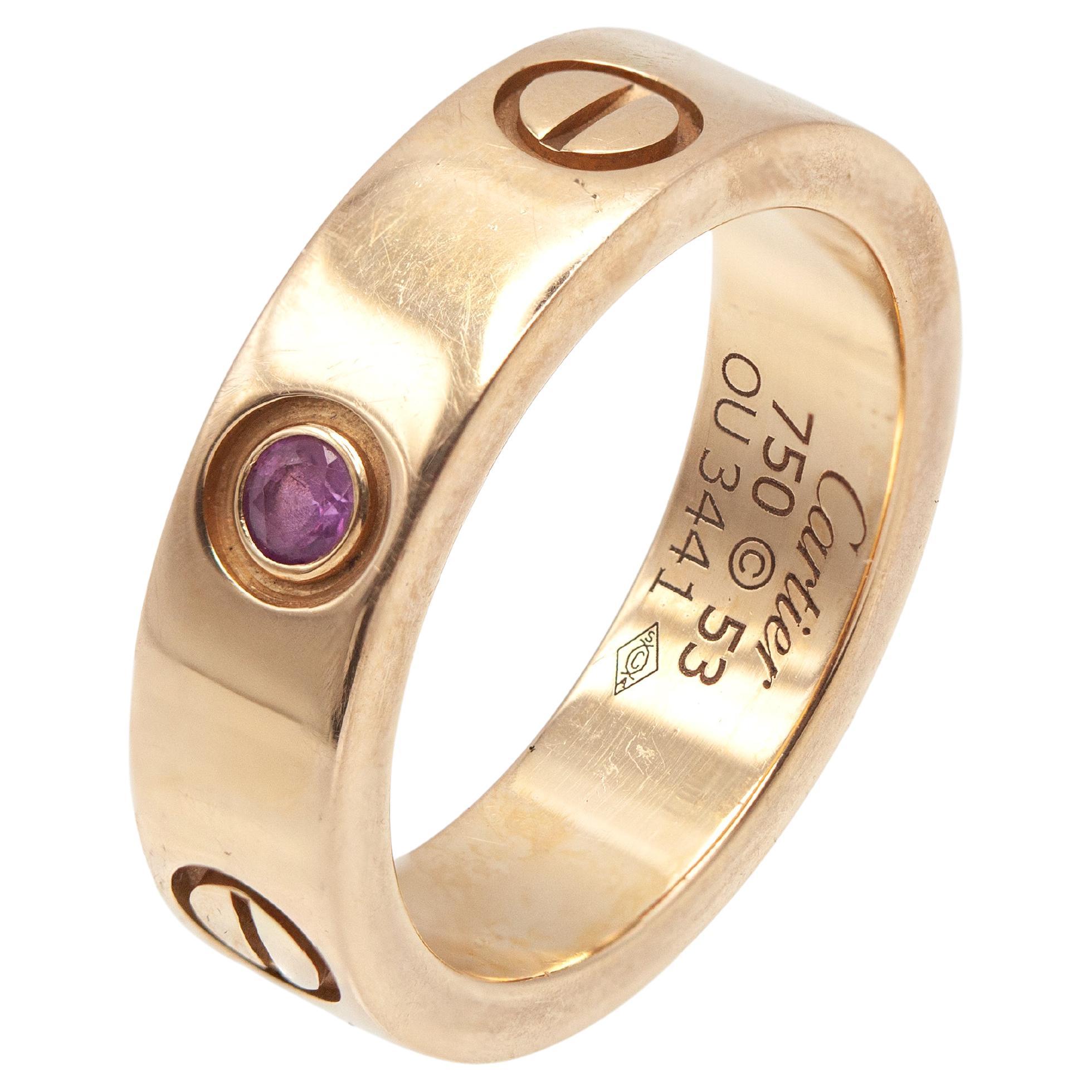 Anello Cartier Love in oro rosa 18 carati con zaffiro rosa