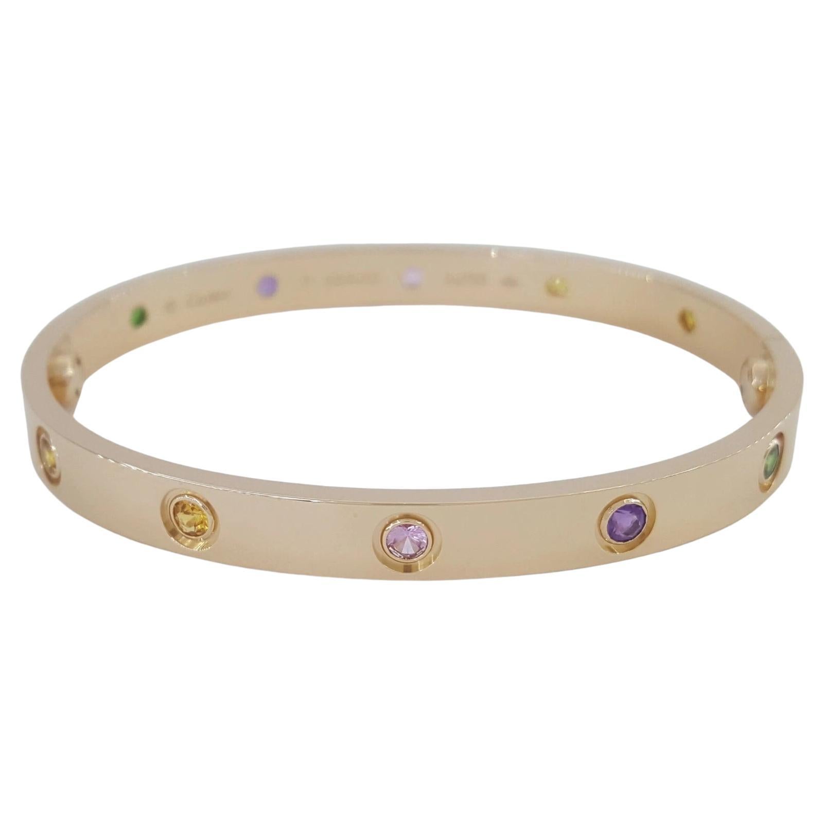 Taglio rotondo Cartier Love Bracciale arcobaleno in oro rosa 18 carati largo 6 mm in vendita