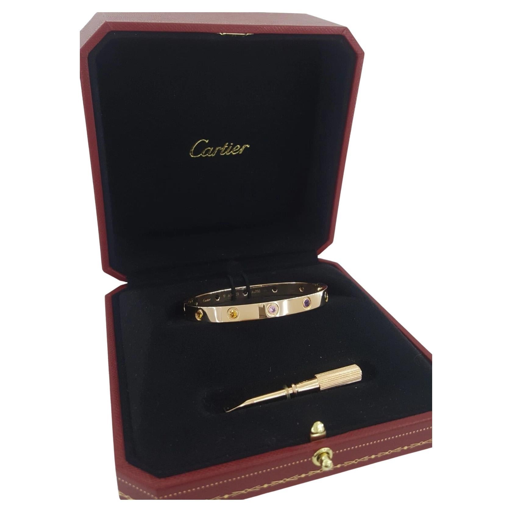 Cartier Love 18K Rose Gold Rainbow Bracelet 6mm Wide