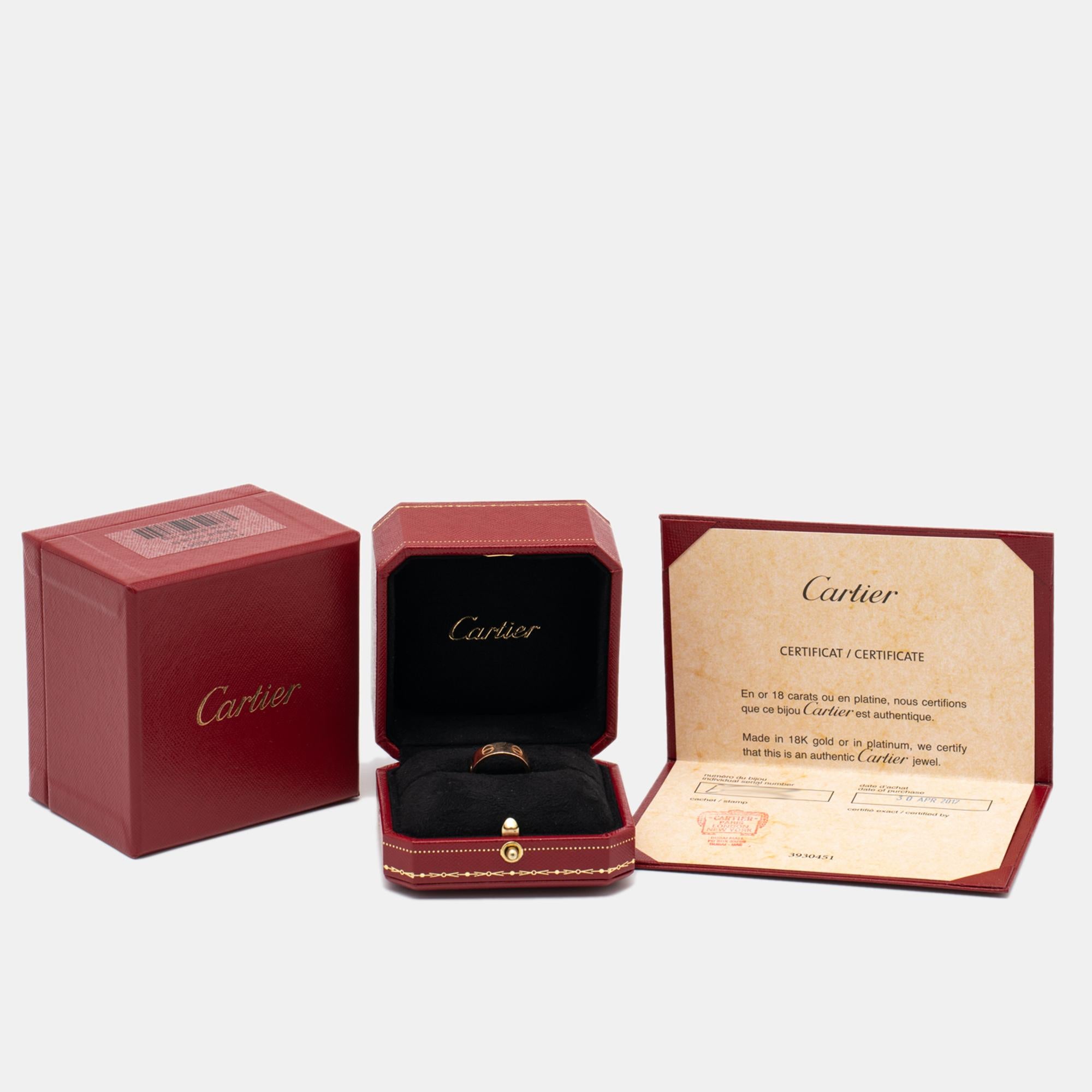 Cartier Love 18k Rose Gold Ring Size 48 In Fair Condition In Dubai, Al Qouz 2