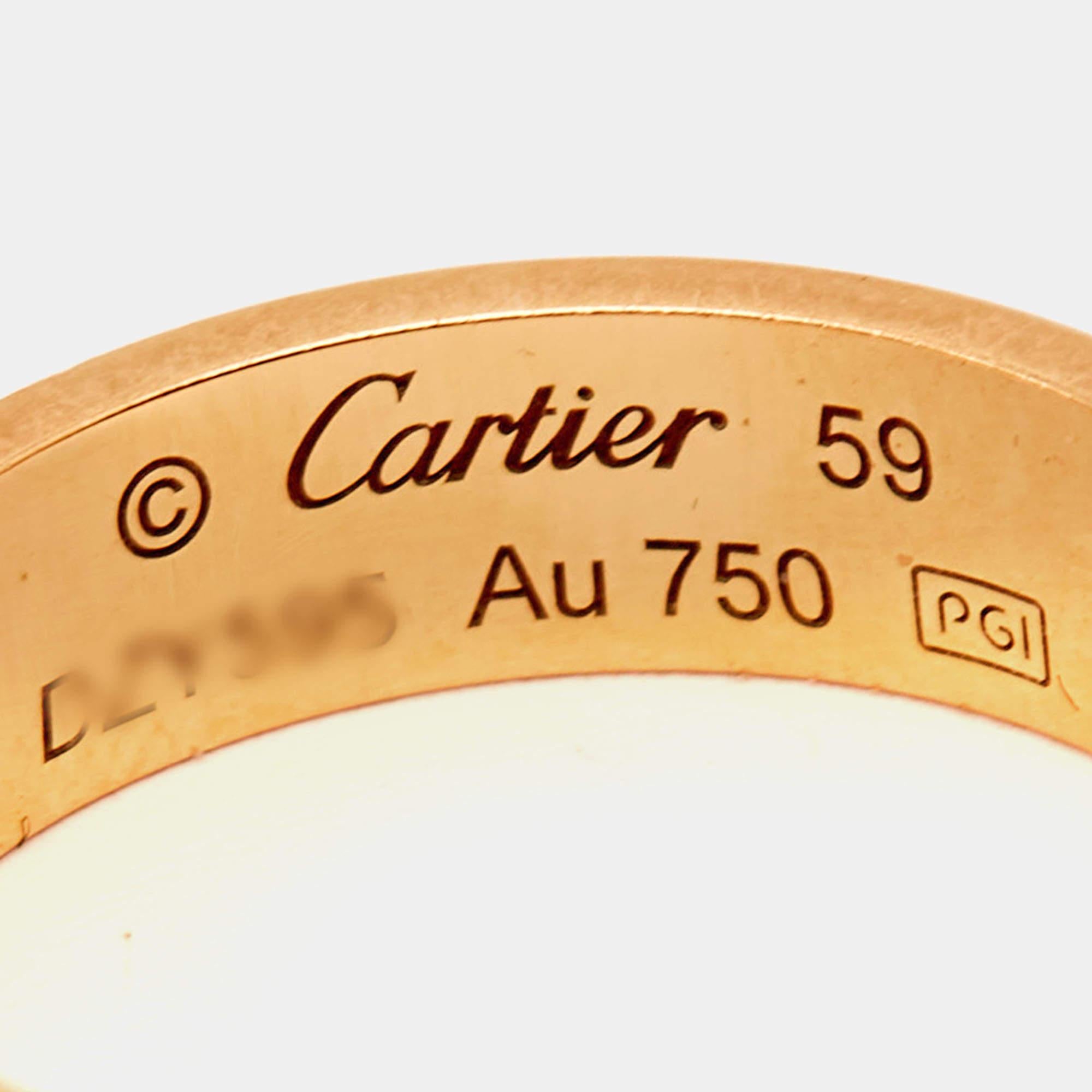 Cartier Love 18 Karat Roségold Ring Größe 59 im Angebot 3