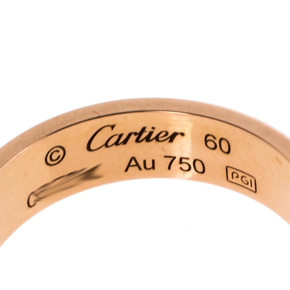 Contemporary Cartier LOVE 18K Rose Gold Ring Size 60
