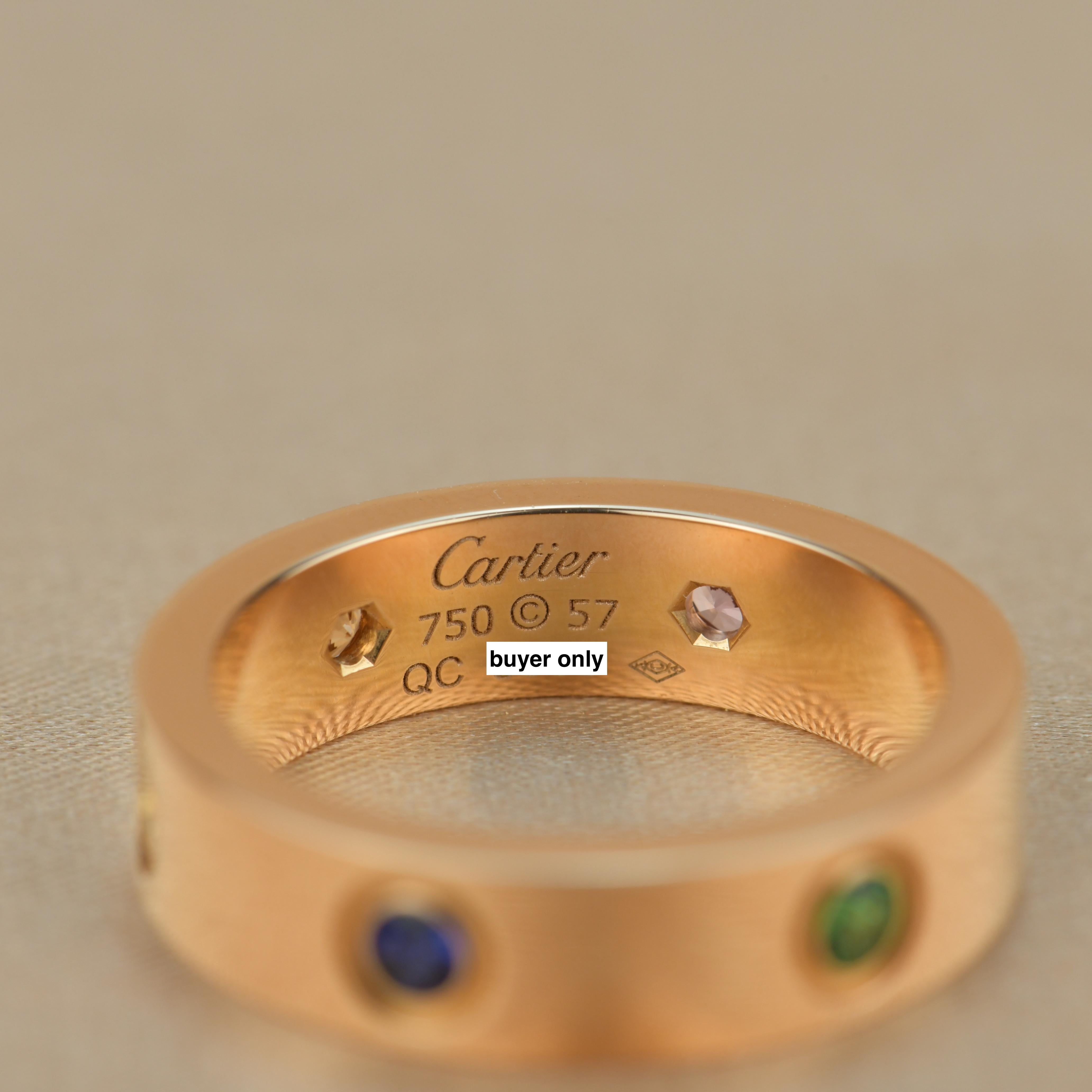 Cartier Love 18K Rose Gold Rose Multi Gem Ring 3