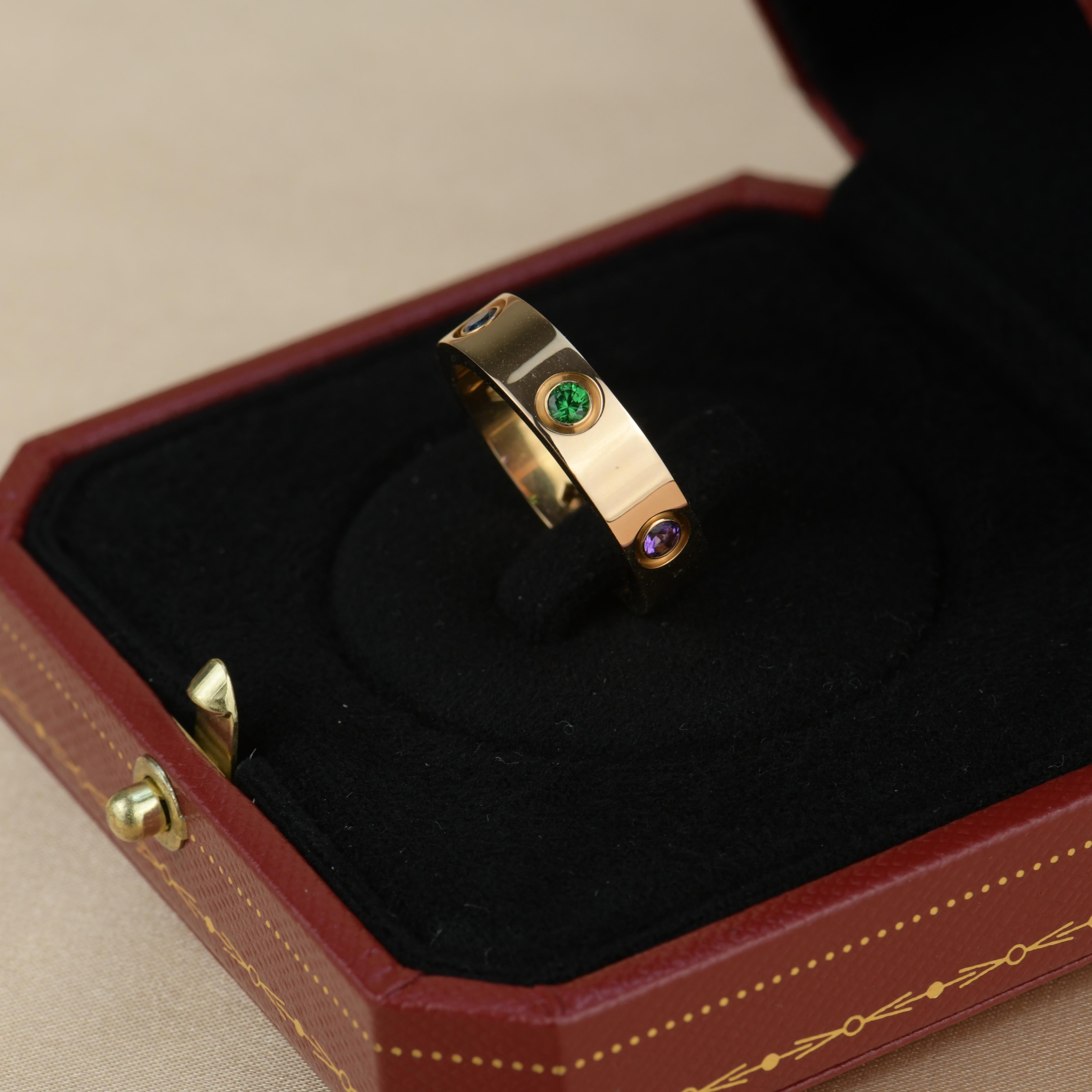 Cartier Love 18K Rose Gold Rose Multi Gem Ring 2