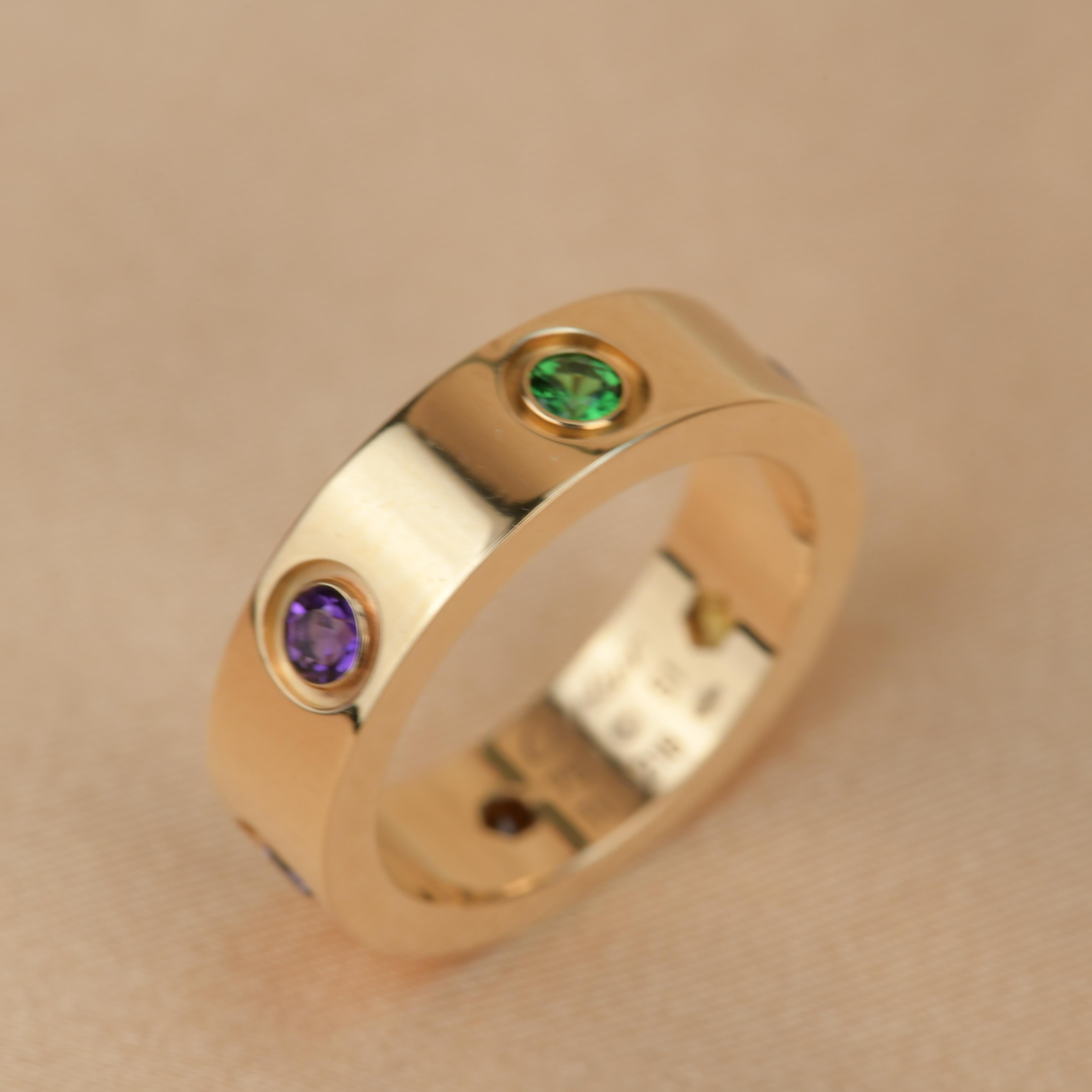 Cartier Love 18K Rose Gold Rose Multi Gem Ring 3