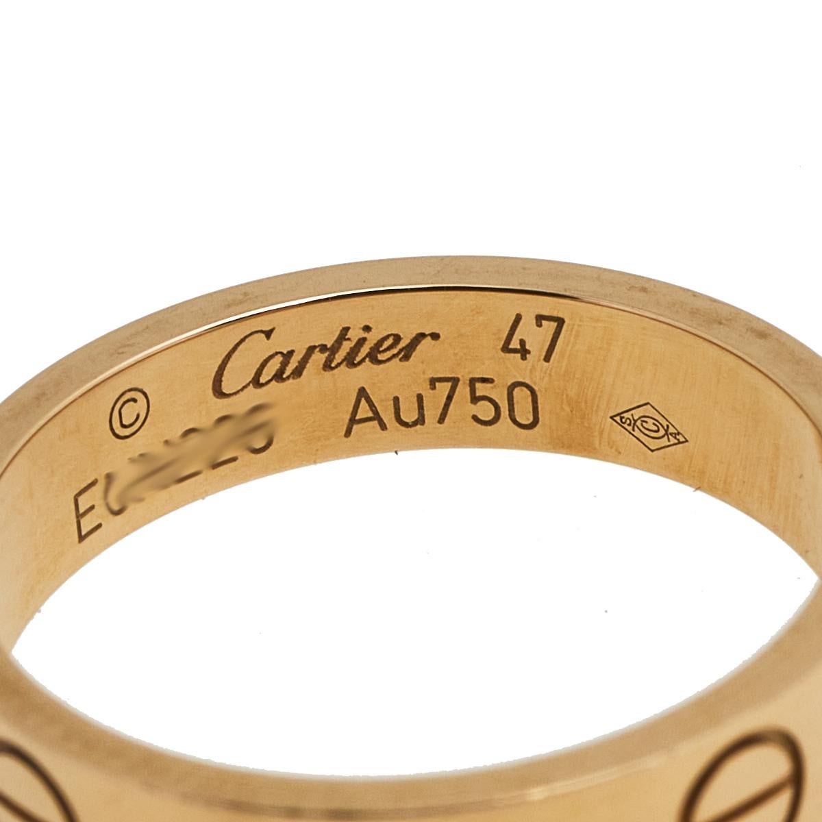Contemporary Cartier Love 18K Rose Gold Wedding Band Ring Size 47