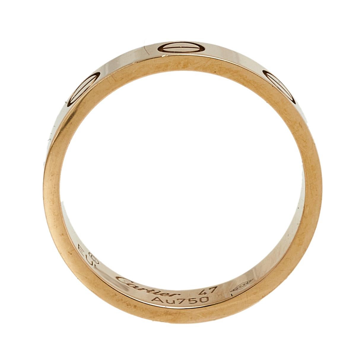 Cartier Love 18K Rose Gold Wedding Band Ring Size 47 In Good Condition In Dubai, Al Qouz 2