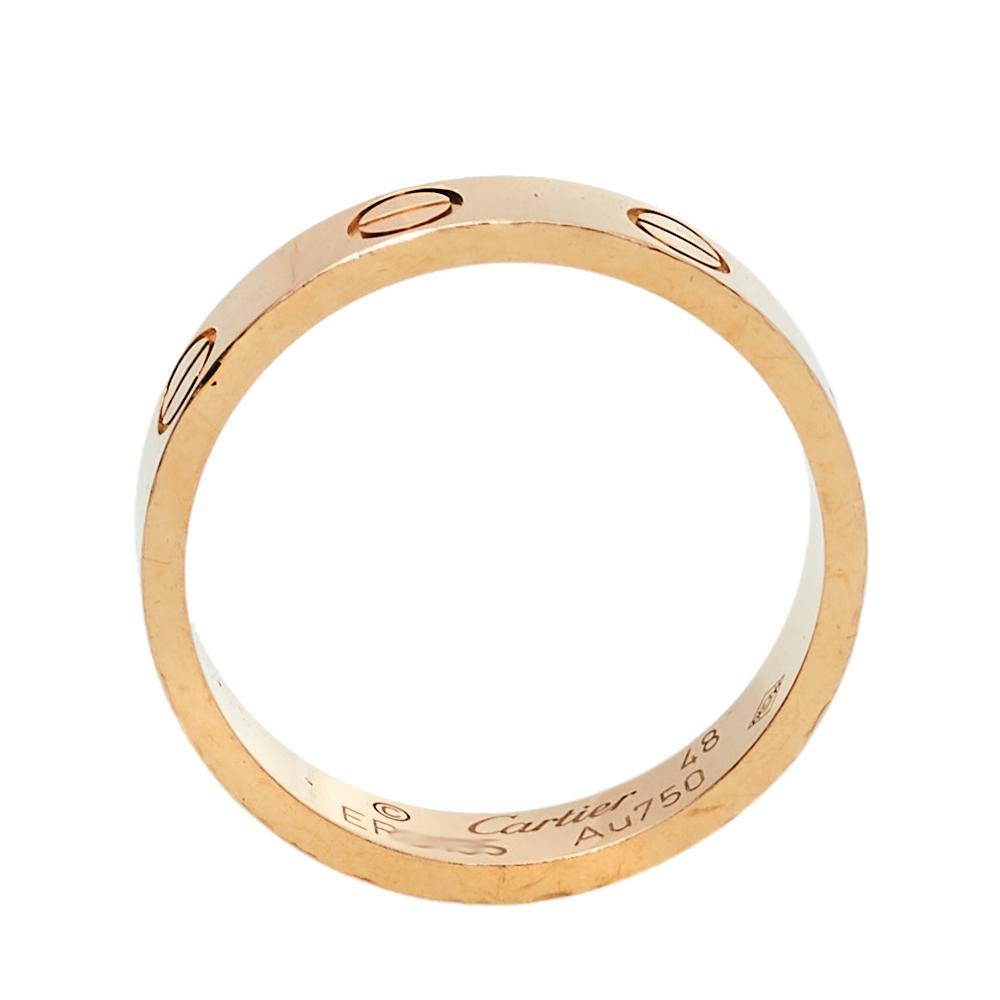 Cartier Love 18K Rose Gold Wedding Band Ring Size 48 In Fair Condition In Dubai, Al Qouz 2