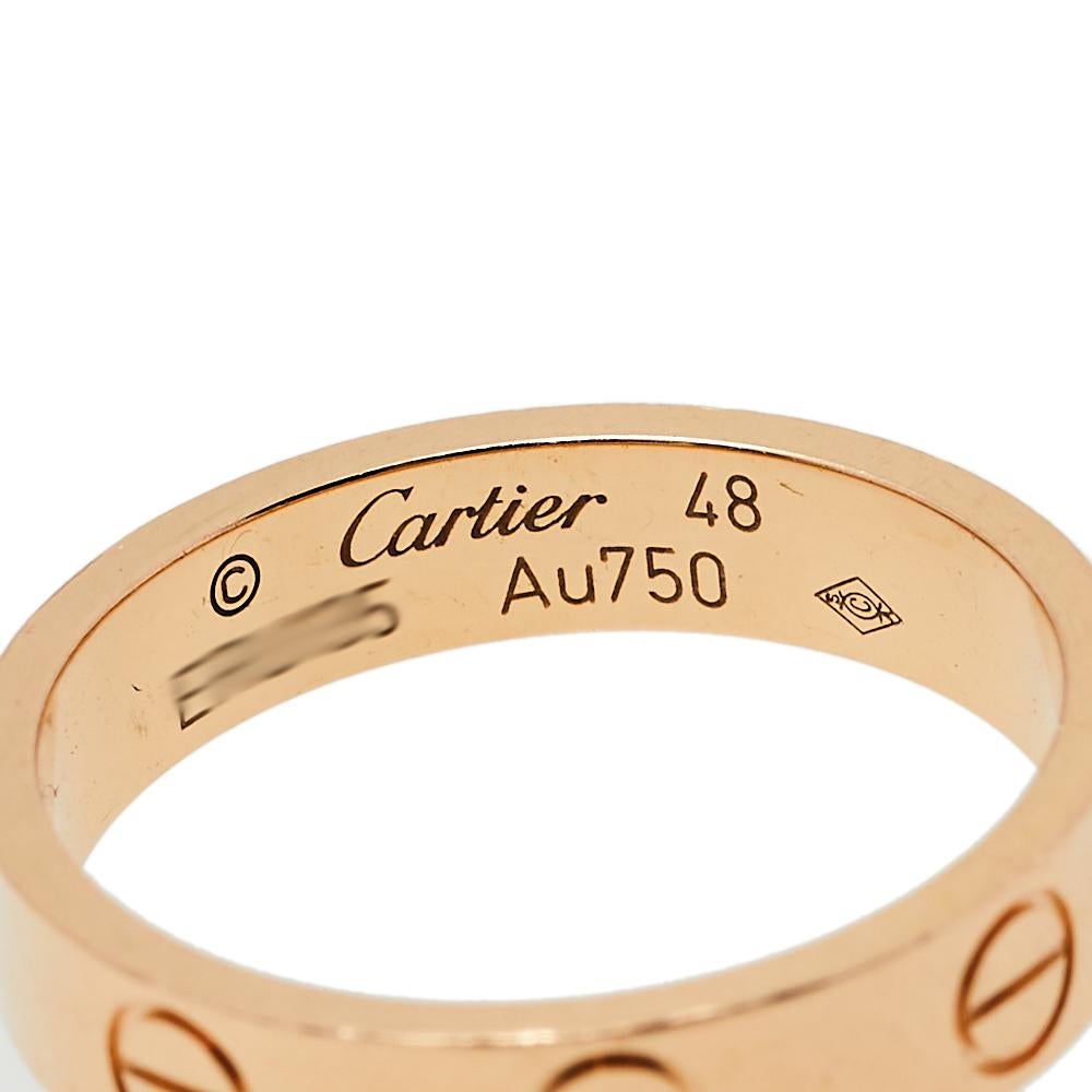 Cartier Love 18K Rose Gold Wedding Band Ring Size 48 2
