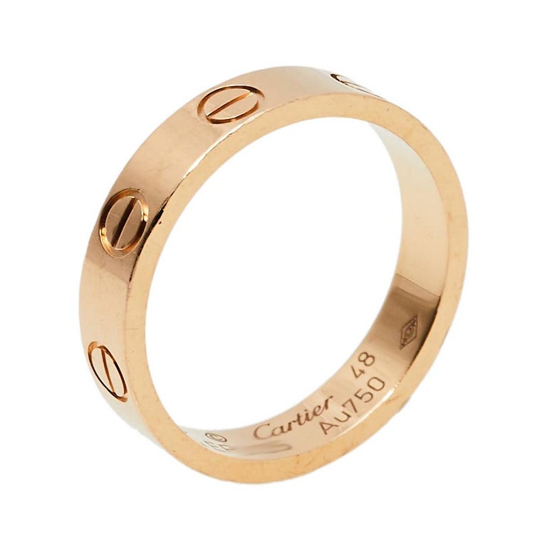Cartier Love 18K Rose Gold Wedding Band Ring Size 48 at 1stDibs