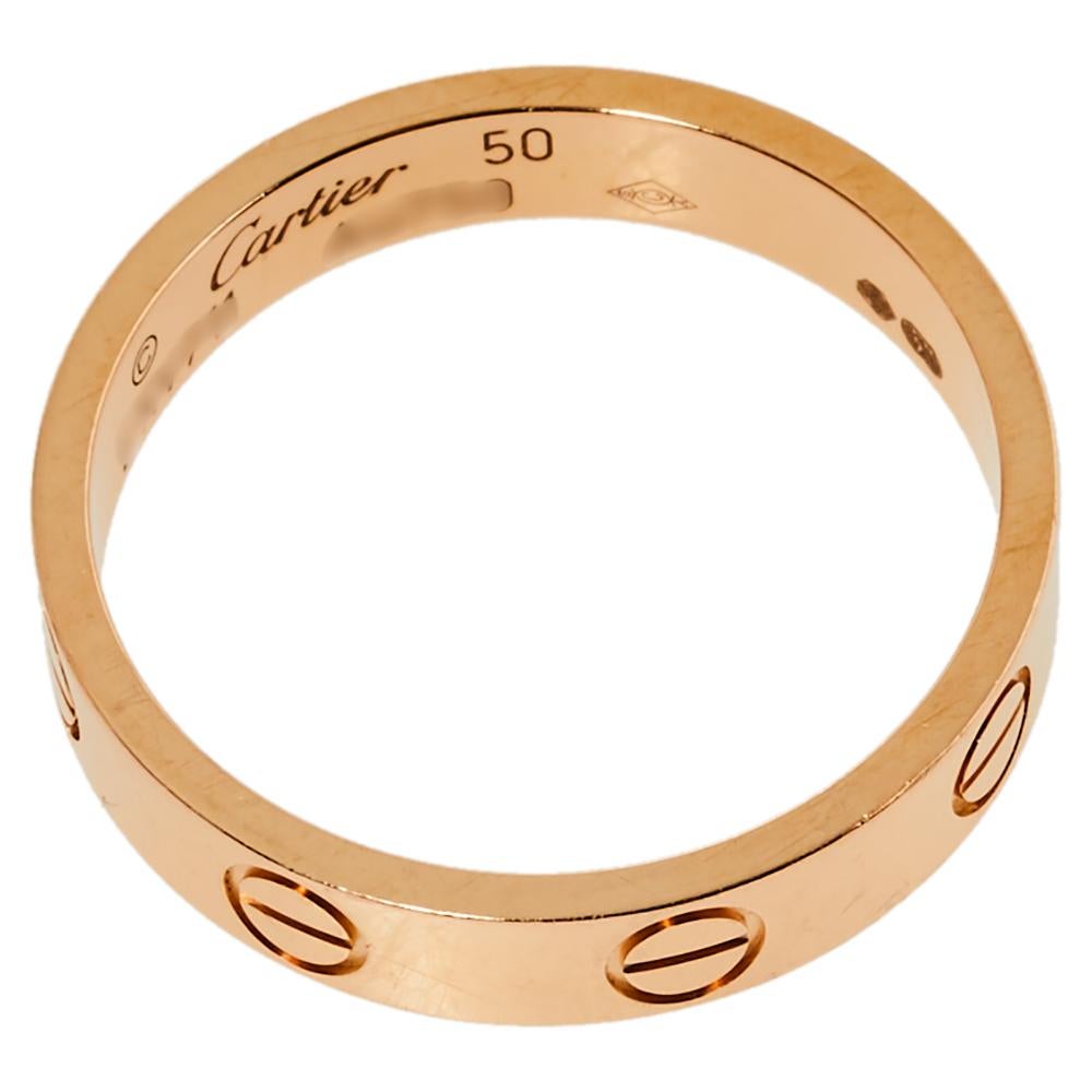 Women's Cartier Love 18K Rose Gold Wedding Band Ring Size 50