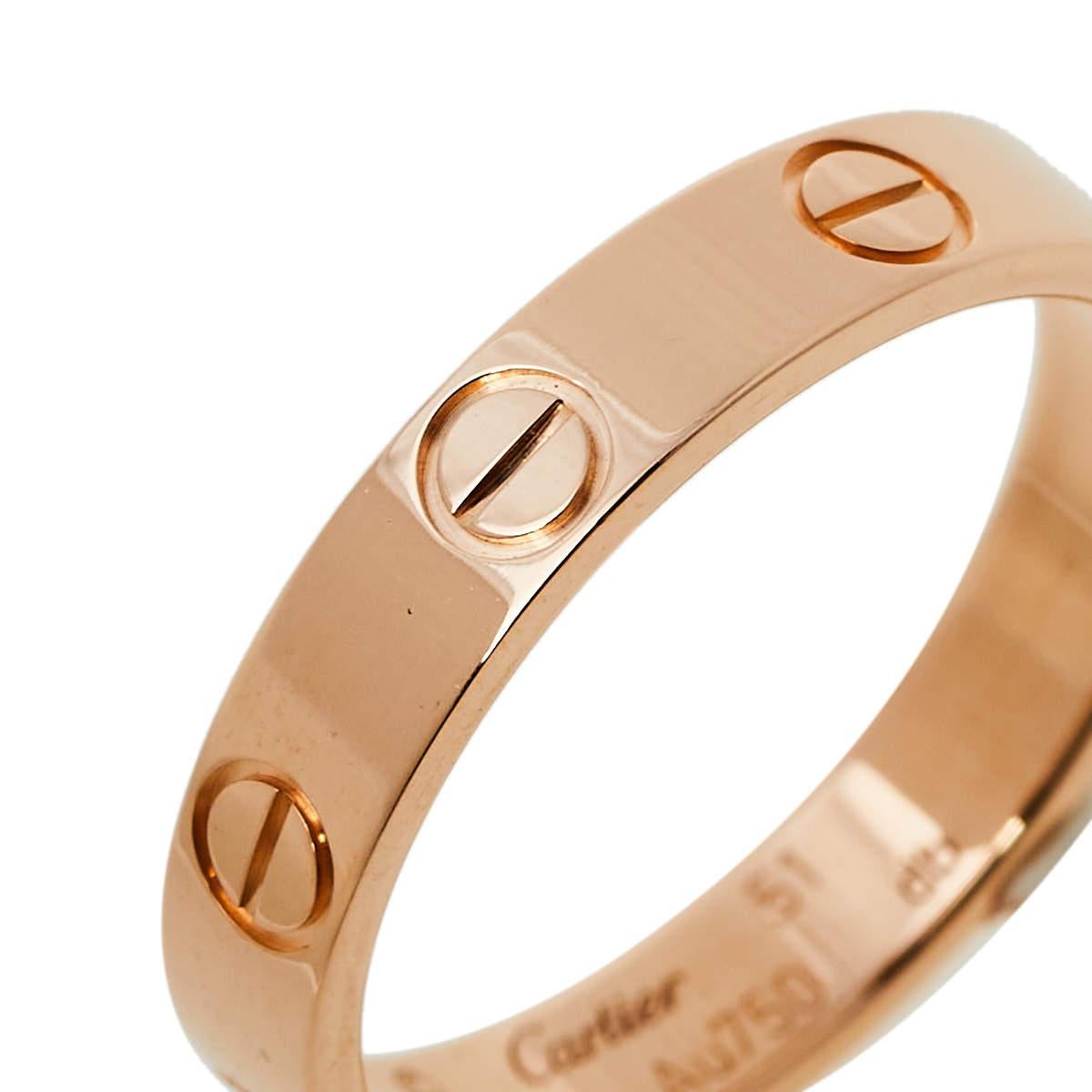 Women's Cartier Love 18K Rose Gold Wedding Band Ring Size 51