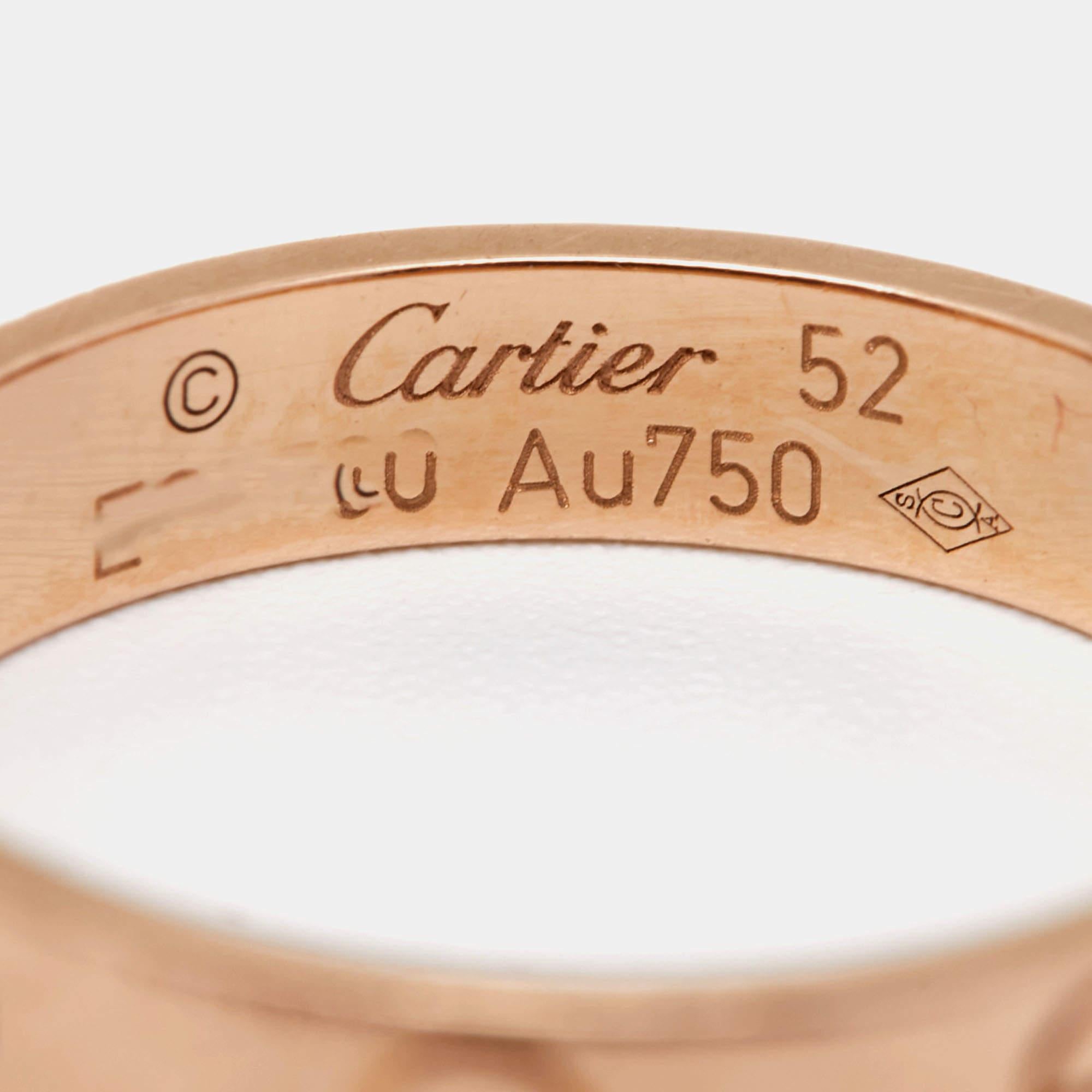 Women's Cartier Love 18k Rose Gold Wedding Band Ring Size 52