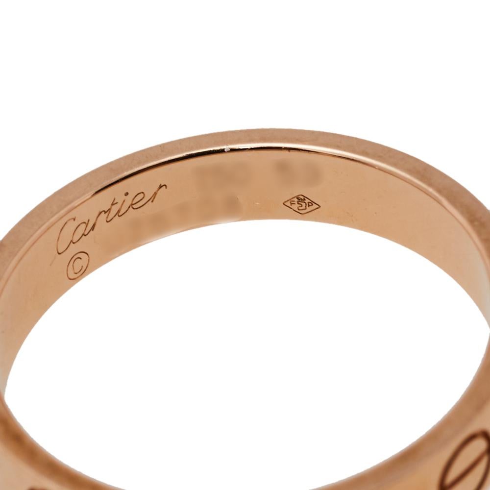 Contemporary Cartier Love 18K Rose Gold Wedding Band Ring Size 53