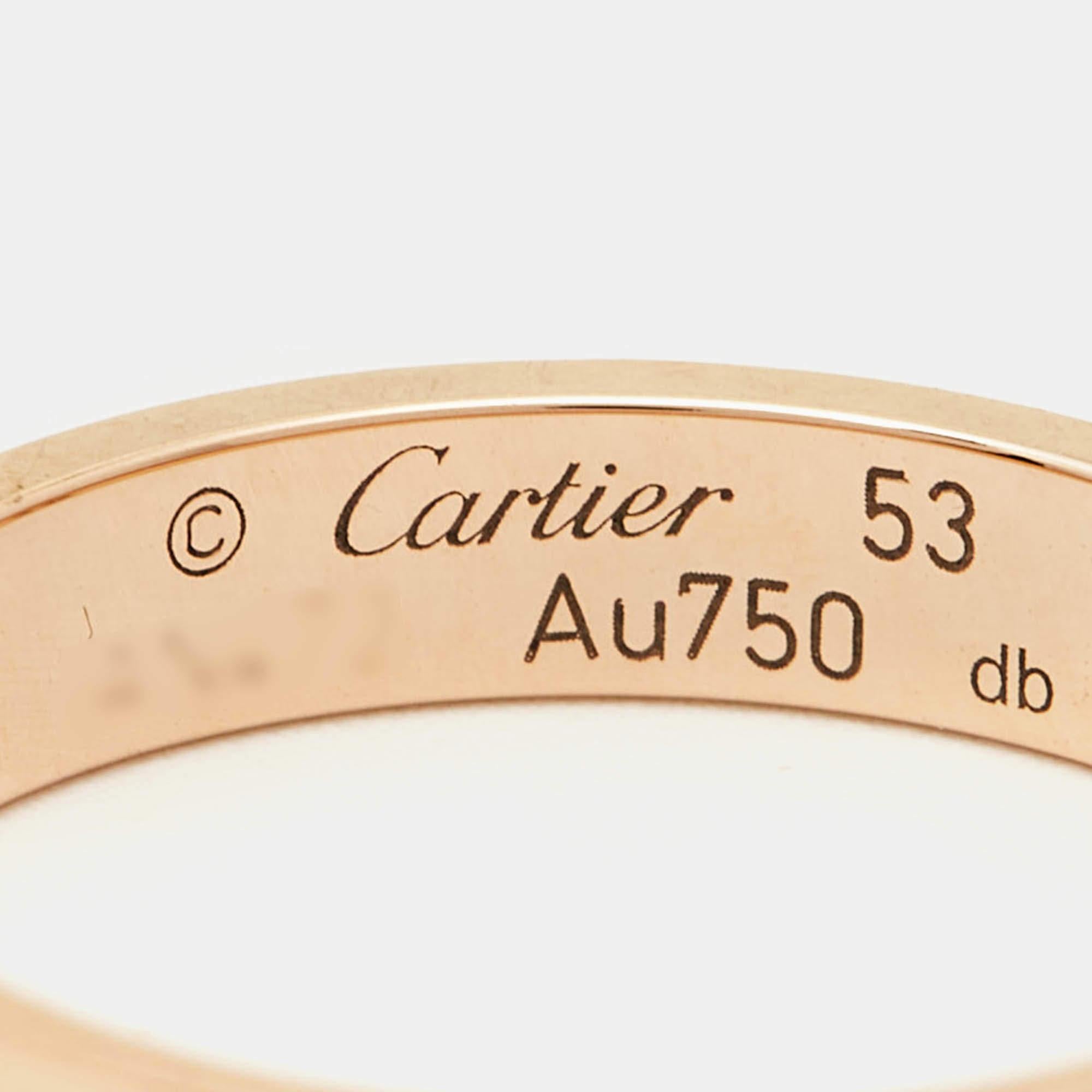 Cartier Love 18k Rose Gold Wedding Band Ring Size 53 1