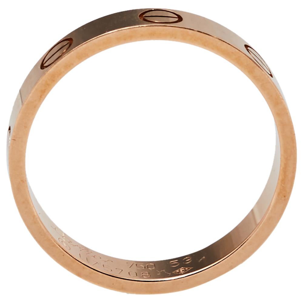 Women's Cartier Love 18K Rose Gold Wedding Band Ring Size 53