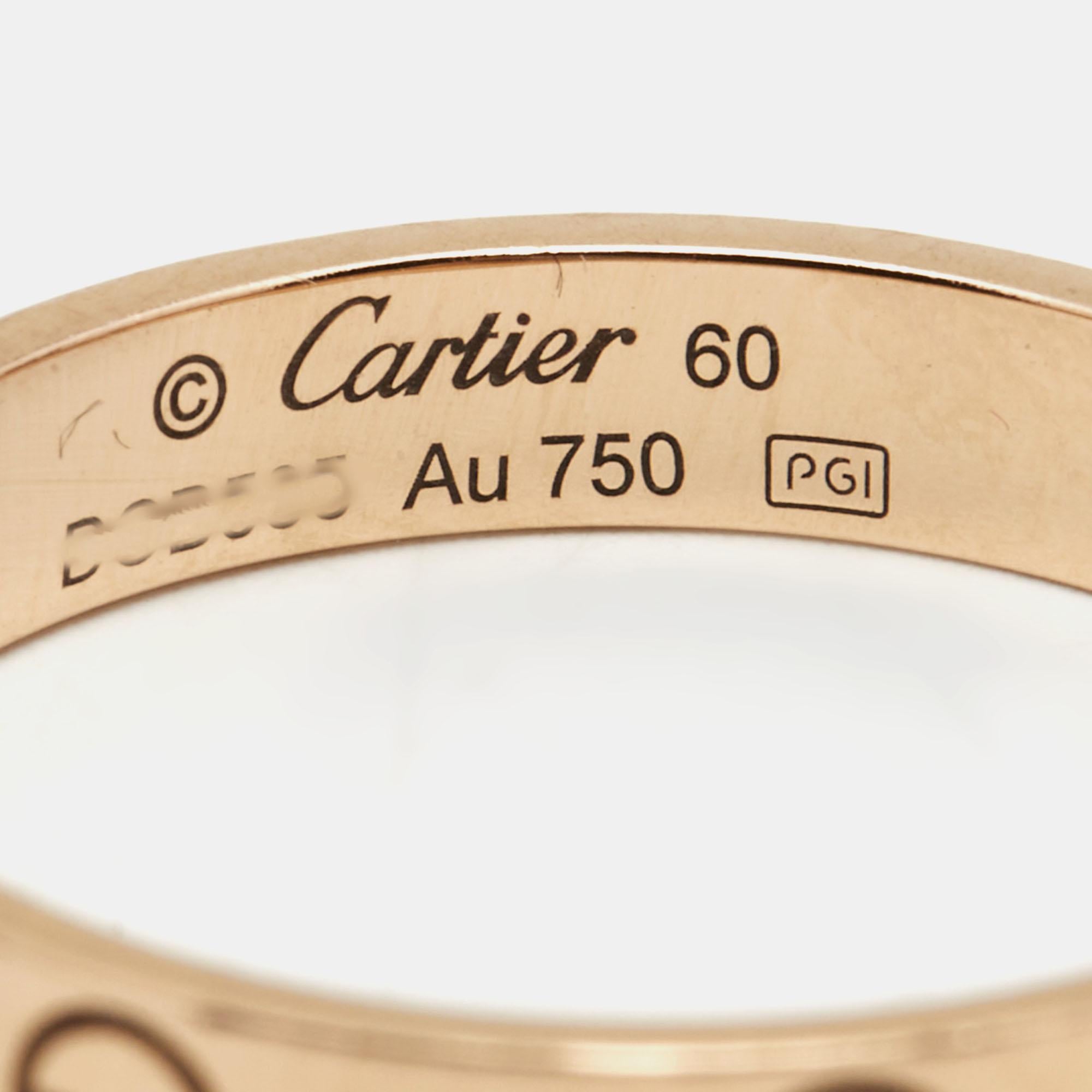 Cartier Love 18k Rose Gold Wedding Band Ring Size 60 at 1stDibs