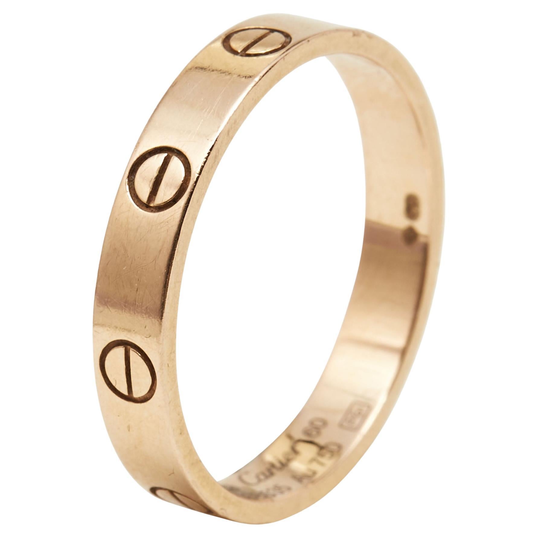 Cartier Love 18k Rose Gold Wedding Band Ring Size 60 at 1stDibs