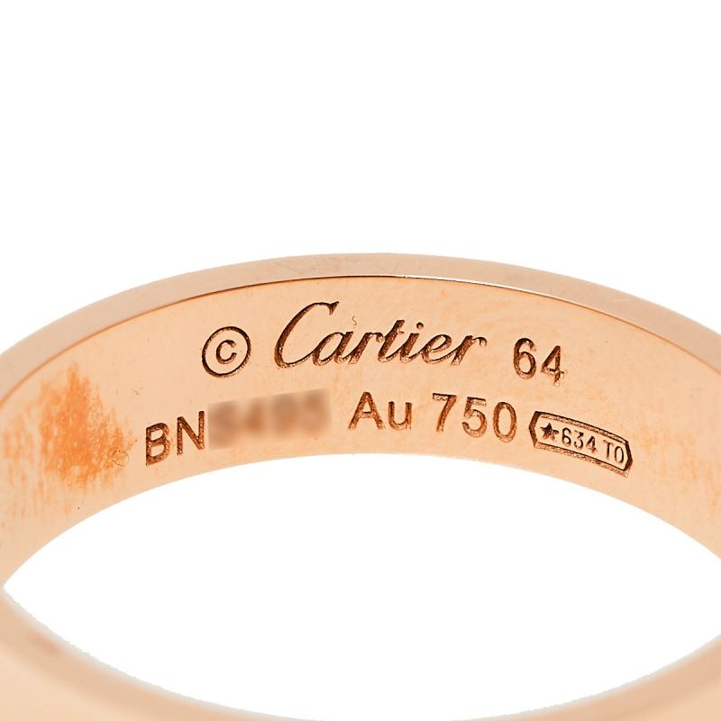Contemporary Cartier Love 18K Rose Gold Wedding Band Ring Size 64