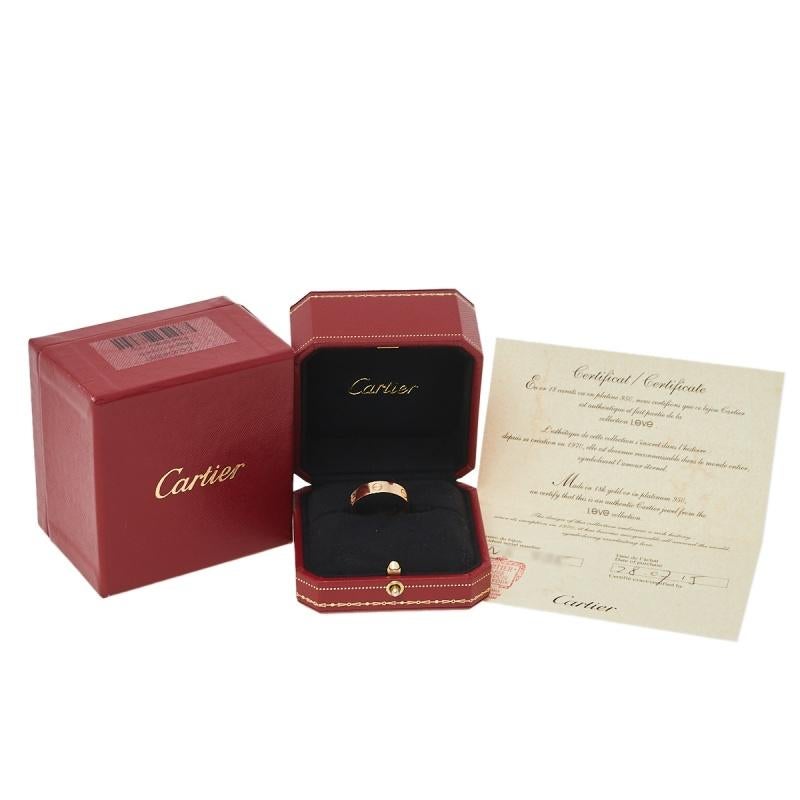 Cartier Love 18K Rose Gold Wedding Band Ring Size 64 In Good Condition In Dubai, Al Qouz 2