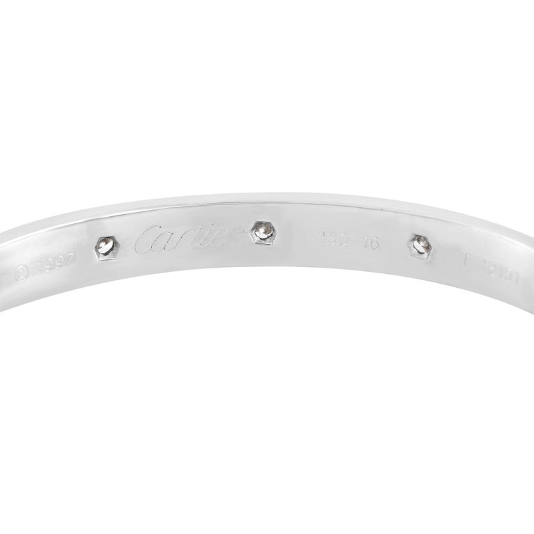 Cartier Love 18K White Gold 10 Diamond Bracelet In Excellent Condition For Sale In Southampton, PA
