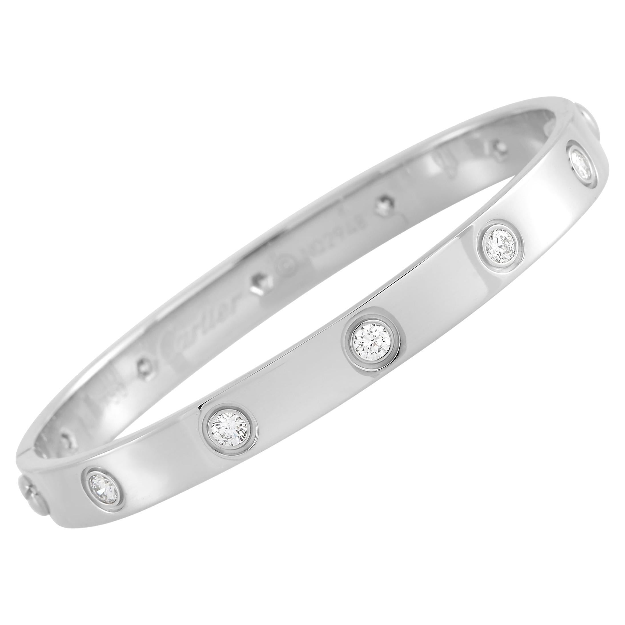 Cartier Love 18K White Gold 10 Diamond Bracelet