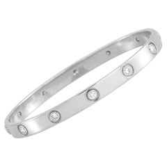 cartier white gold diamond love bracelet Cartier LOVE 18K White Gold 10 Diamond Bracelet Size 18