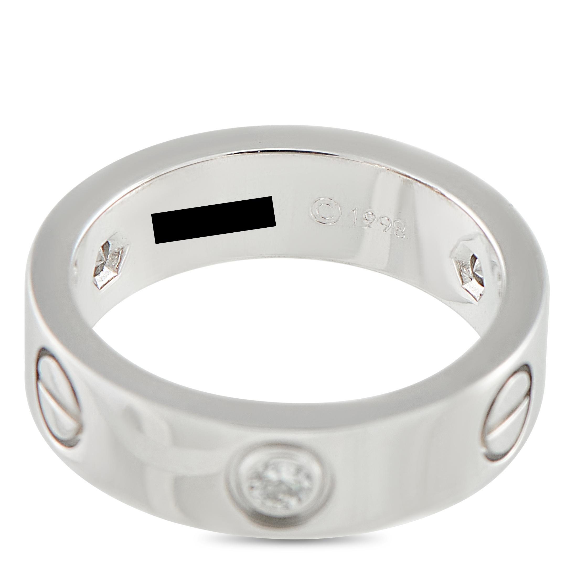 De las mujeres Cartier LOVE 18K White Gold 3-Diamond Ring en venta