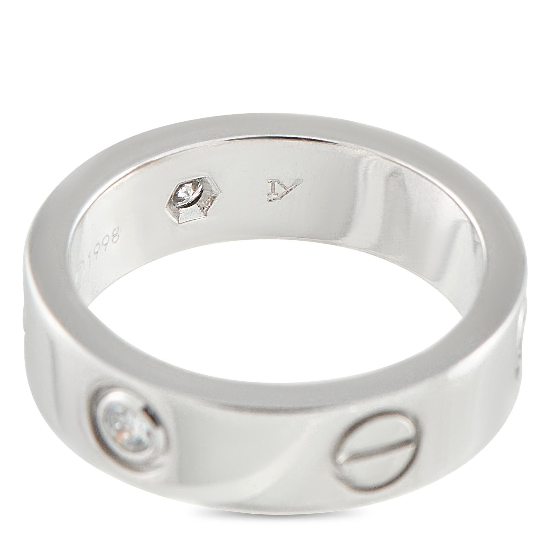 Cartier LOVE 18K White Gold 3-Diamond Ring en venta 1