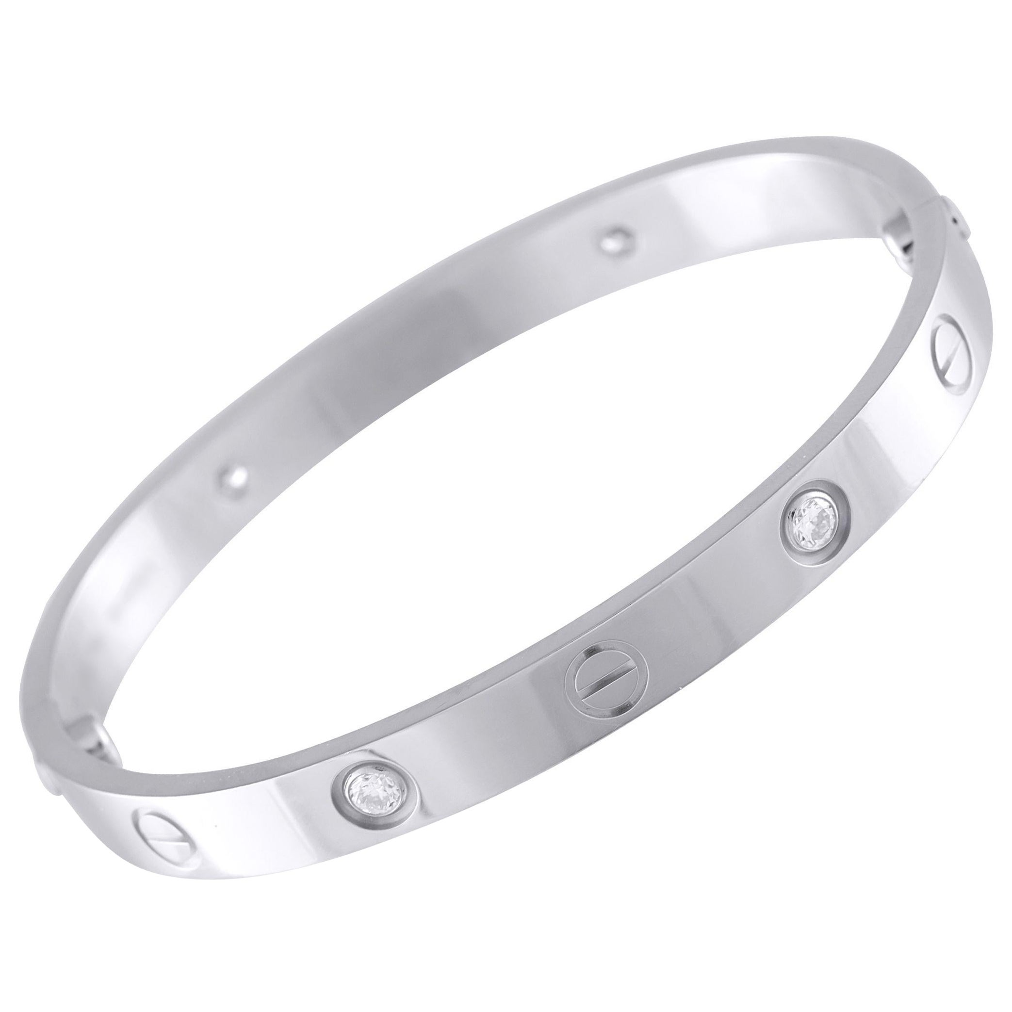 Cartier LOVE Pulsera de 4 diamantes en oro blanco de 18 quilates CA15-071825 en venta