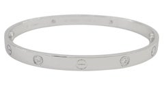 Cartier LOVE 18K White Gold 4 Diamond Bracelet, Size 20, 0.42 Carat Total