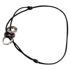 Cartier Love 18k White Gold 4 Diamond Sevres Porcelain Black Cord Bracelet