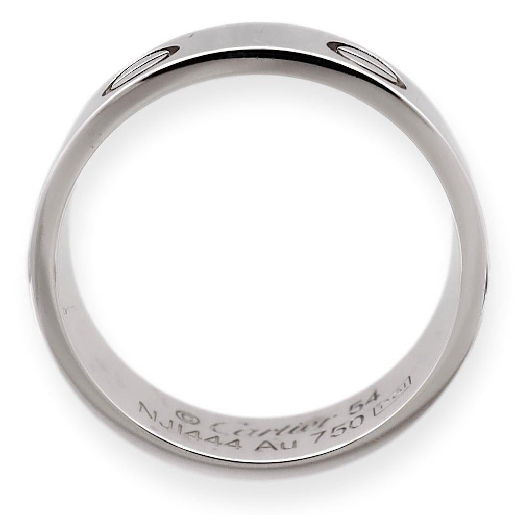 Women's Cartier Love 18K White Gold 5.5mm Size 54 (US6.75) Band Ring For Sale