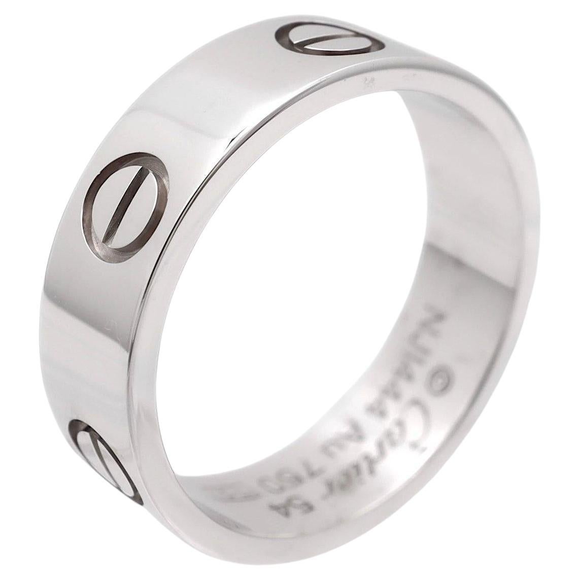 Cartier Love 18K White Gold 5.5mm Size 54 (US6.75) Band Ring For Sale