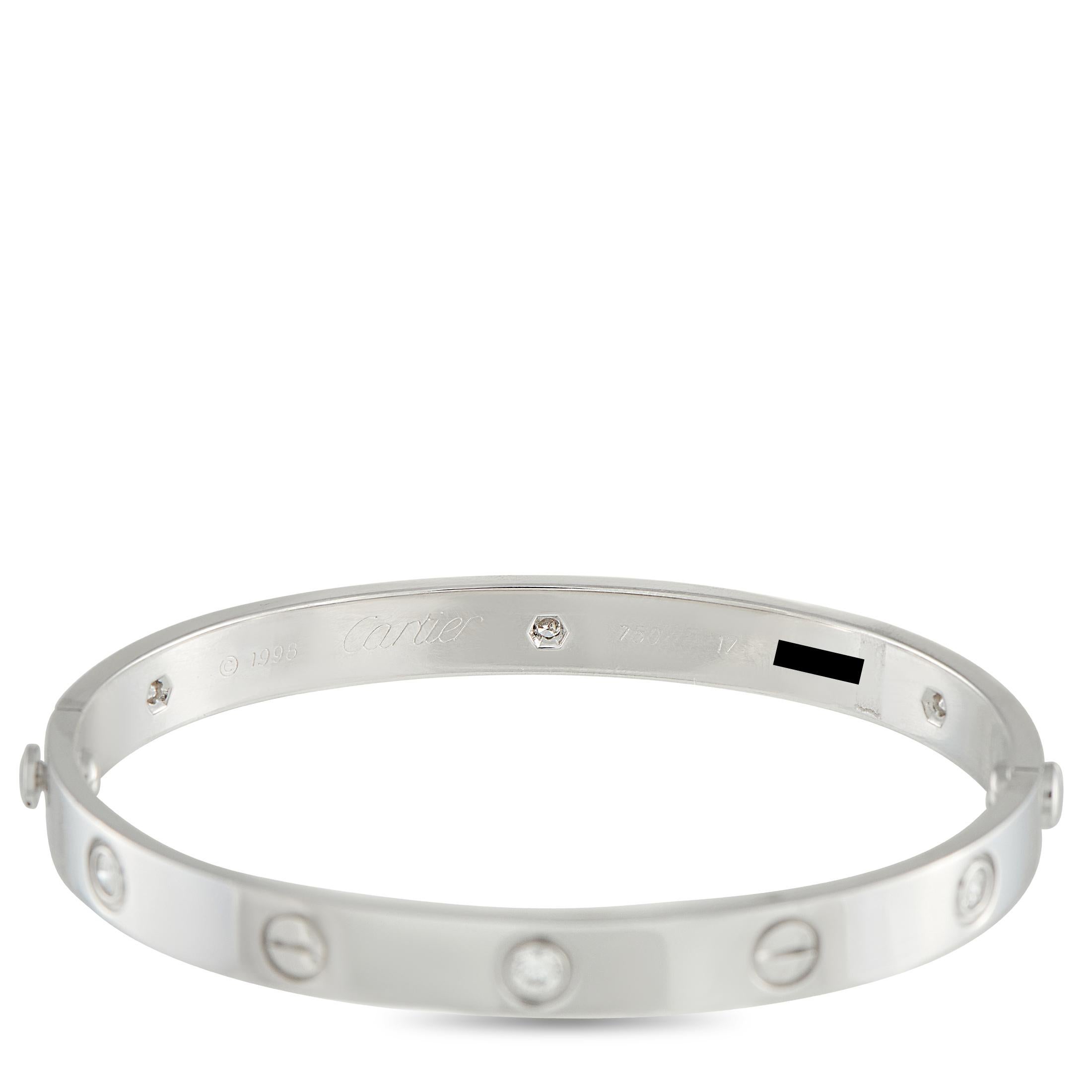 Cartier LOVE 18K White Gold 6-Diamond Bracelet Corte redondo en venta