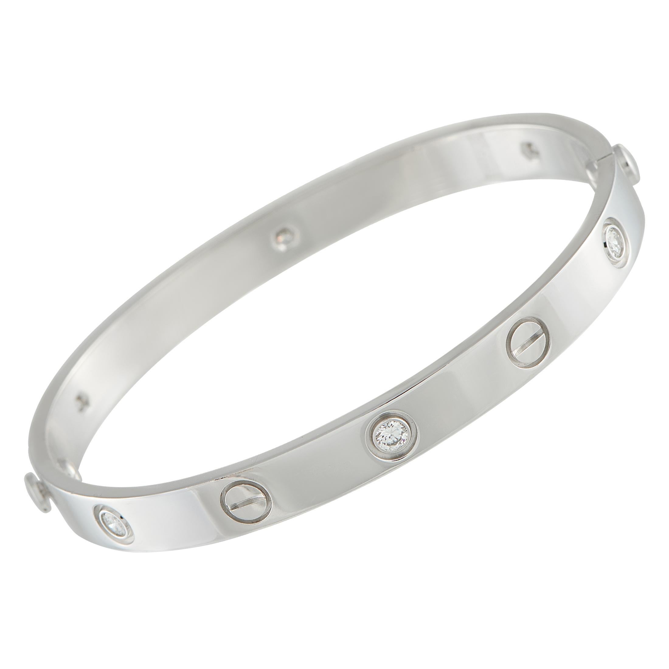 Cartier LOVE 18K White Gold 6-Diamond Bracelet