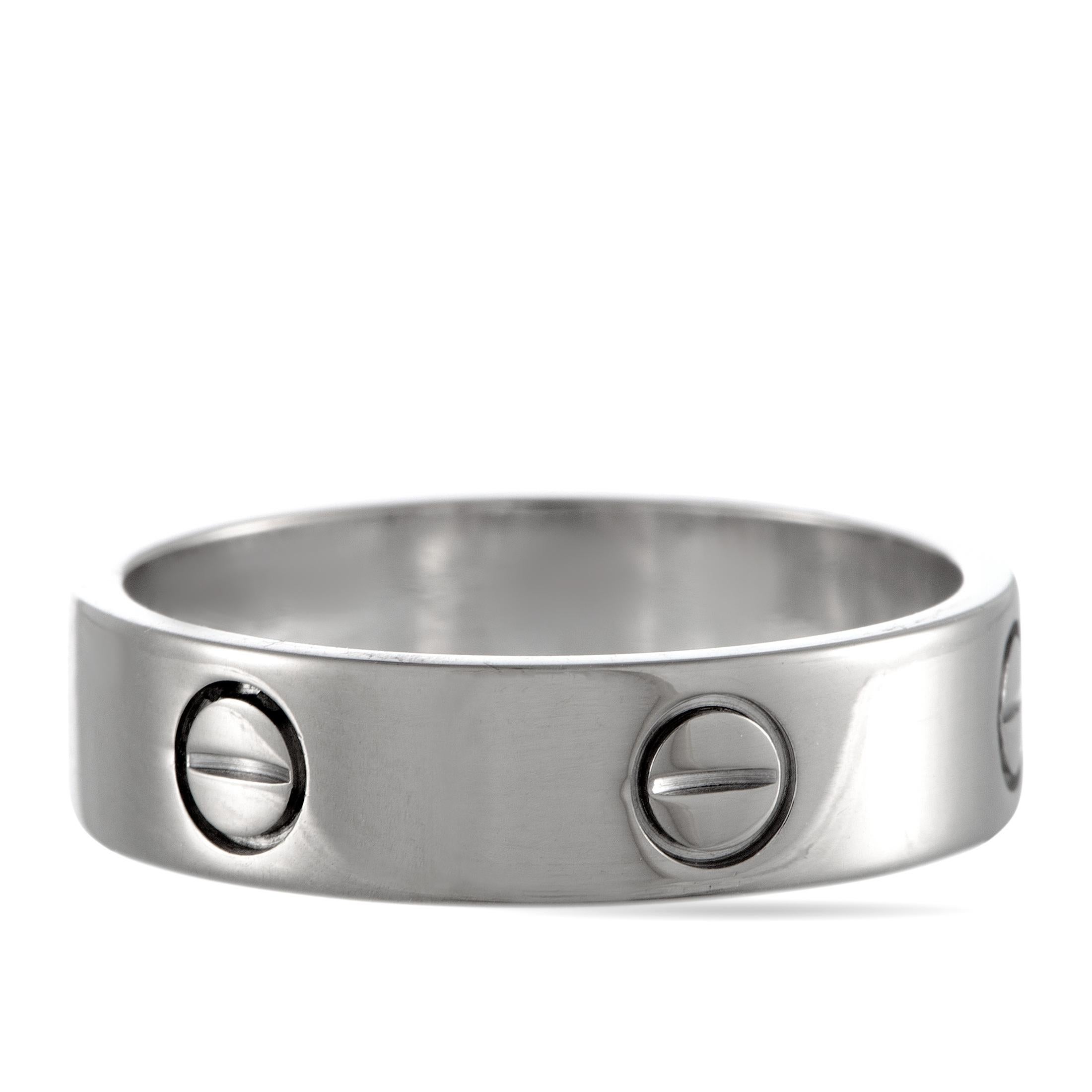 Women's Cartier LOVE 18K White Gold Band Ring For Sale