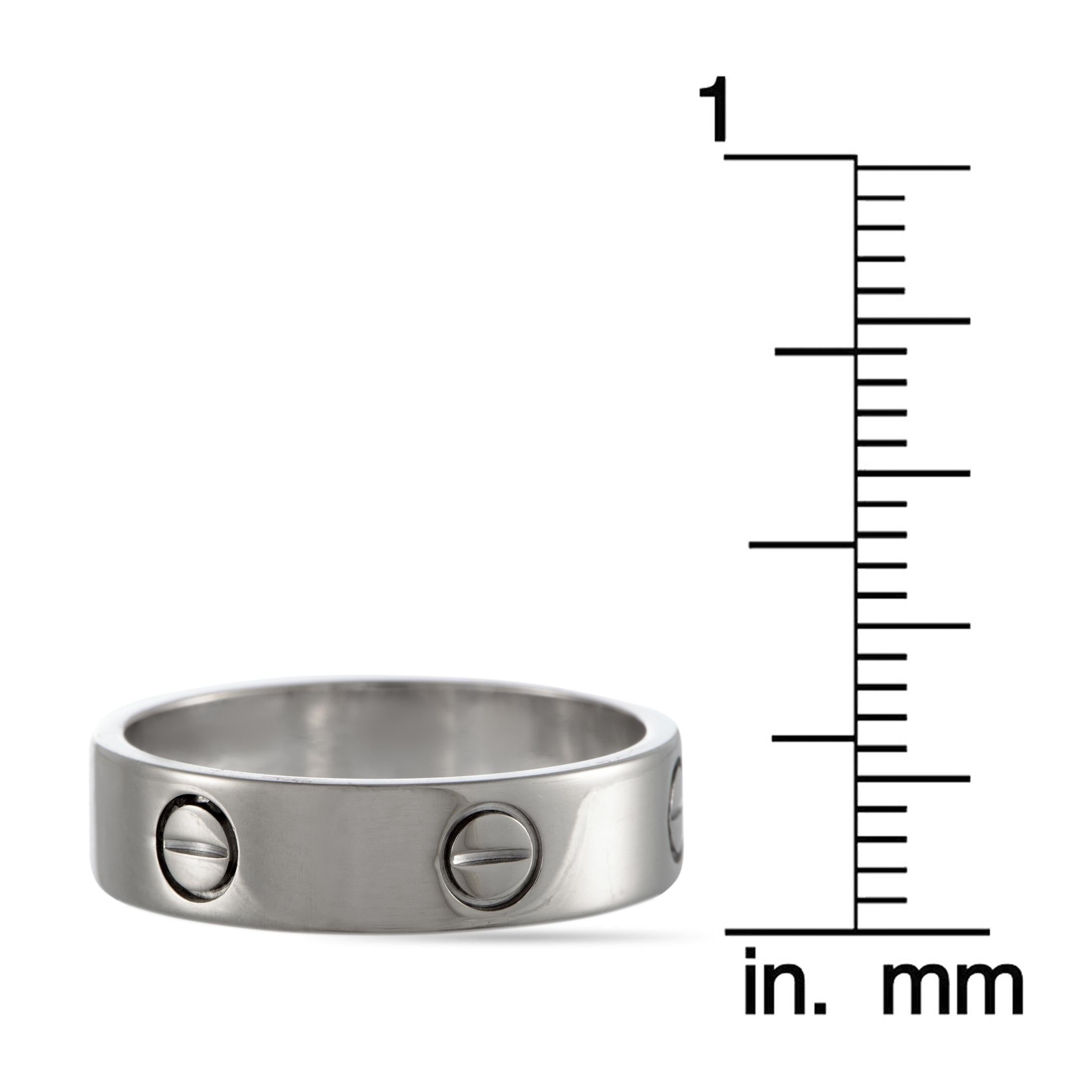 Cartier LOVE 18K White Gold Band Ring For Sale 1
