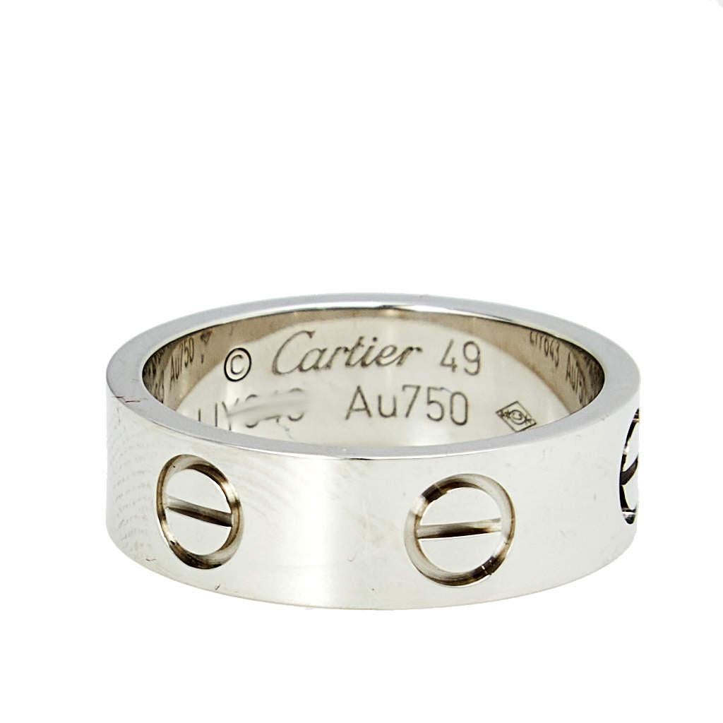 Cartier's Love band continues to be a favored choice when it comes to choosing a wedding or engagement ring and even as a special addition to one's collection. A ring version of the Love bracelet from the 1970s, this creation heralds the idea of
