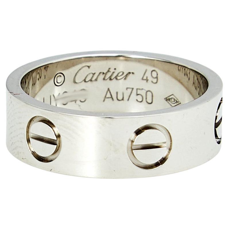 Cartier Love 18K White Gold Band Ring Size 49