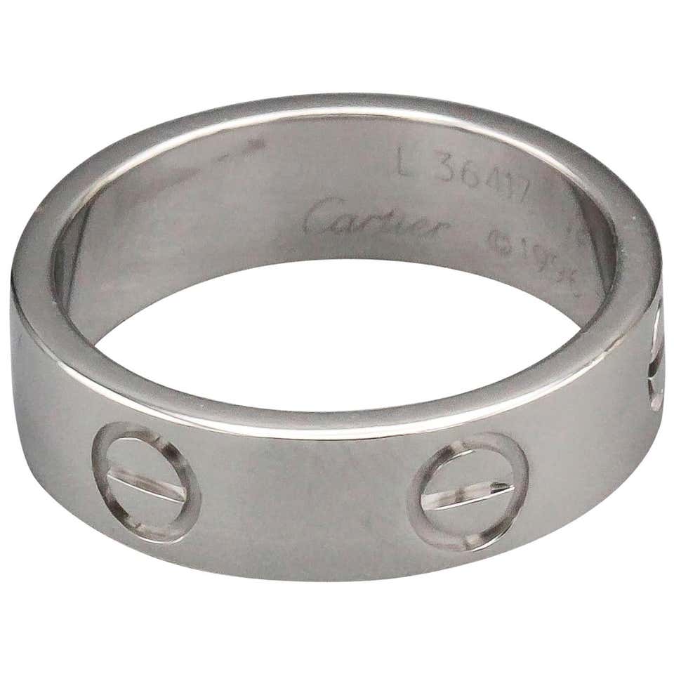 Cartier Love 18 Karat White Gold Band Ring at 1stDibs
