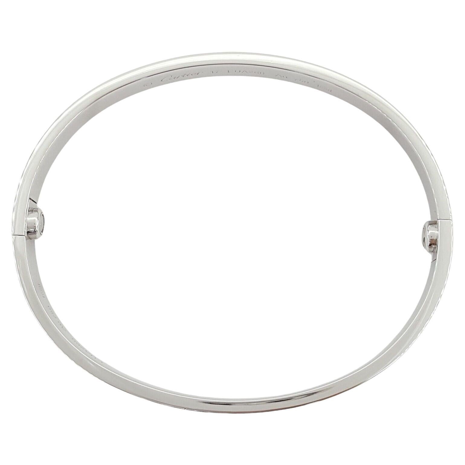 Cartier Love 18K White Gold Bracelet 6mm Wide Size 19 In Excellent Condition In Chicago, IL