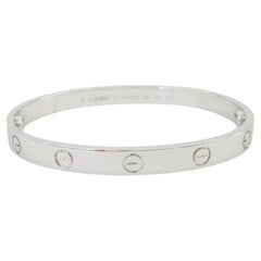 Cartier Love 18K White Gold Bracelet 6mm Wide Size 19